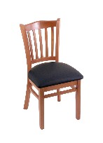 wood chair shown in med finish, black vinyl seat, wood seat available