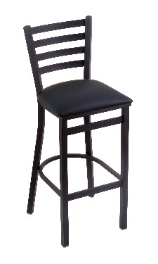 Jackie fixed seat bar, counter stool shown in black wrinkle, black vinyl seat; 25 or 30" seat ht.