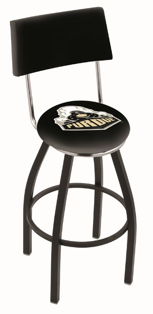 metal swivel seat bar stool with back and logo